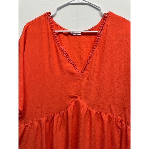 Chicsoul Oversized Bright Orange Babydoll Flowy Dress Size 2XL Feminine NWOT - Picture 3 of 8